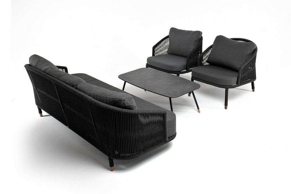 "Верона" лаунж-зона 5-местная плетеная из роупа (веревки), каркас алюминиевый темно-серый, роуп темно-серый