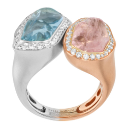 Кольцо с Морганитом, Аквамарином и Бриллиантами, R0030-80/1
