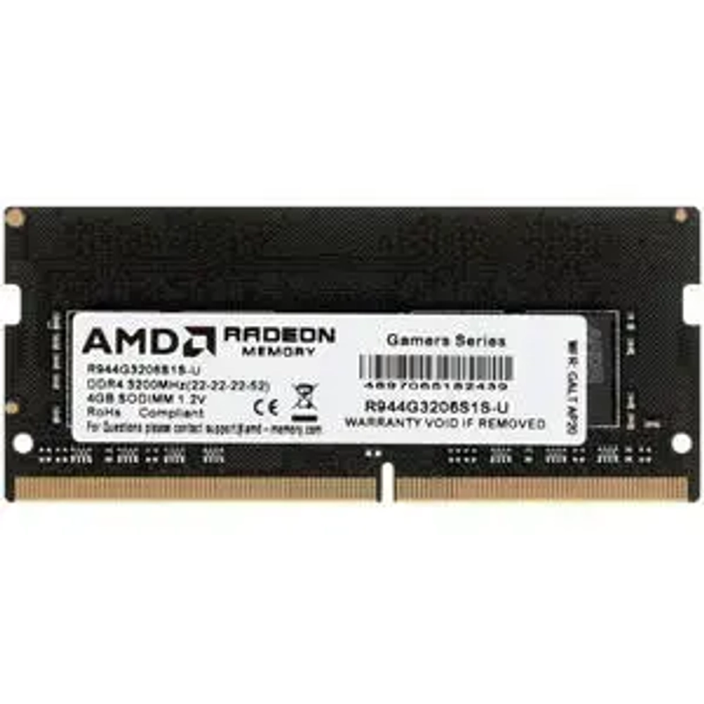 Оперативная память для ноутбука 4Gb DDR4 3200MHz AMD Radeon R9 Series SO-DIMM R944G3206S1S-U Retail