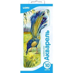 Акварель 10 цветов, без кисти, картон (Lori)