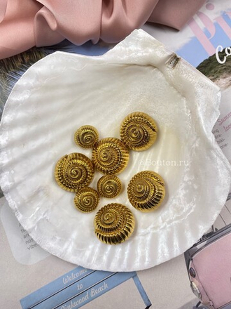 Пуговицы в форме круглой ракушки золотистые