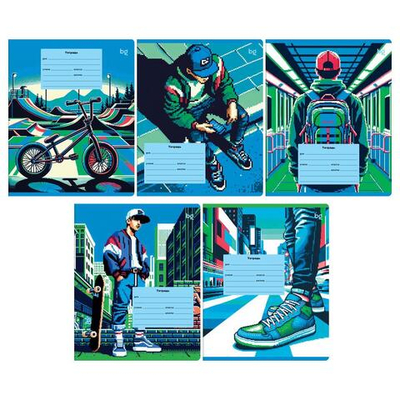 Тетрадь школьная А5 12л клетка "Пиксели"( BG) (комплект 3 шт)