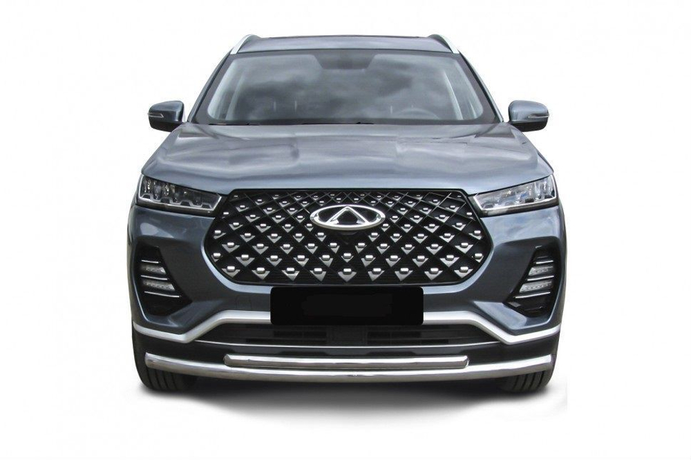 Защита переднего бампера (нержавейка) Chery Tiggo 7 Pro (2020-2023) d57+d42