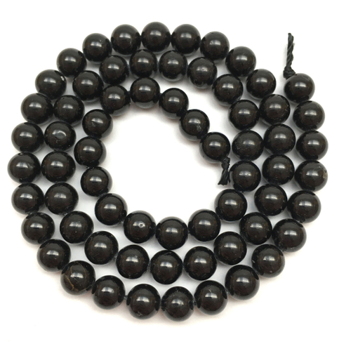 Турмалин черный ШЕРЛ 6 мм, бусины - шарики