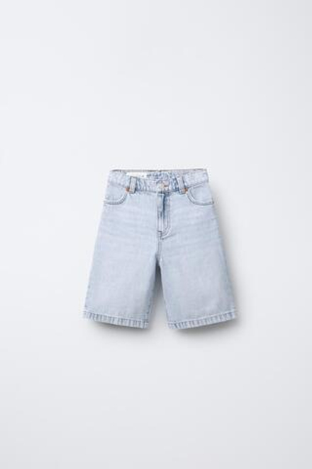 ZARA ДЖИНСОВЫЕ ШОРТЫ КАРГО ОВЕРСАЙЗ, ГОЛУБОЙ