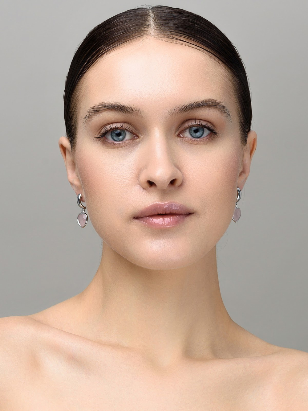 Серьги "Amour" silver с розовым кварцем