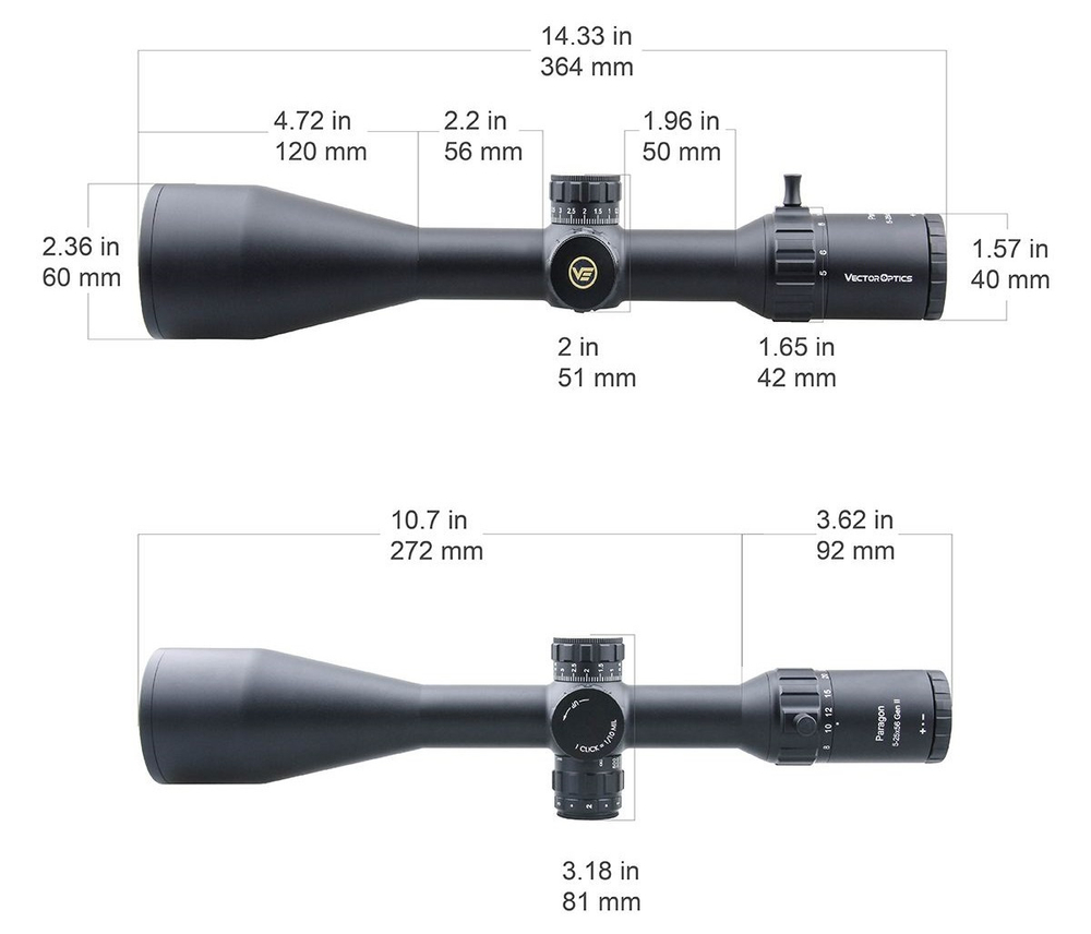 Прицел Vector Optics Paragon 5-25x56 Gen II, сетка VPA-2 Mil (SCOL-26P)