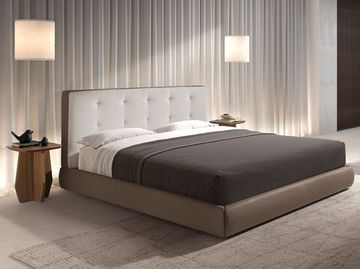 Кровать 7174 Angel Cerda из коричневой ткани и коричневой эко-кожи 180x200 см