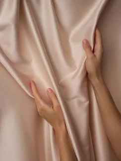 Атлас-стрейч бельевой арт. 1007, Китай, светло-бежевый (мерный лоскут)