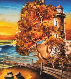 AMB-03/60 Картина «Красота природы» (с янтарной крошкой) H-32см