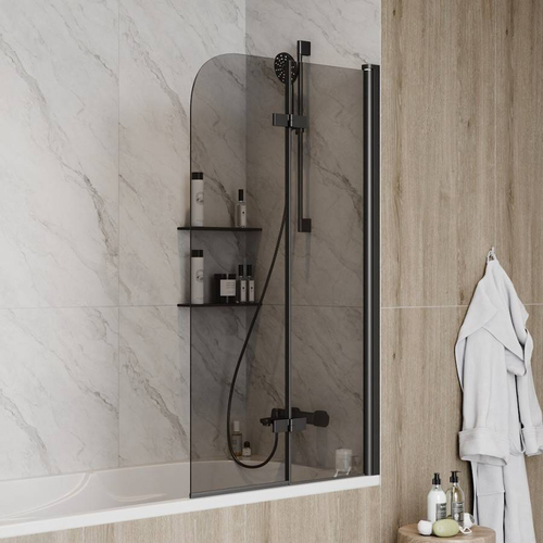 Шторка на ванну Teymi Anni S 80*140, профиль чёрный матовый T00278