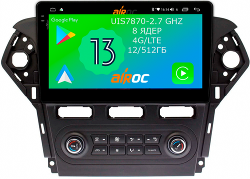 Магнитола для Ford Mondeo 4 2010-2015 (нави) - Airoc 2K AU-1713N на Android 13, Быстрейшая, SIM-слот