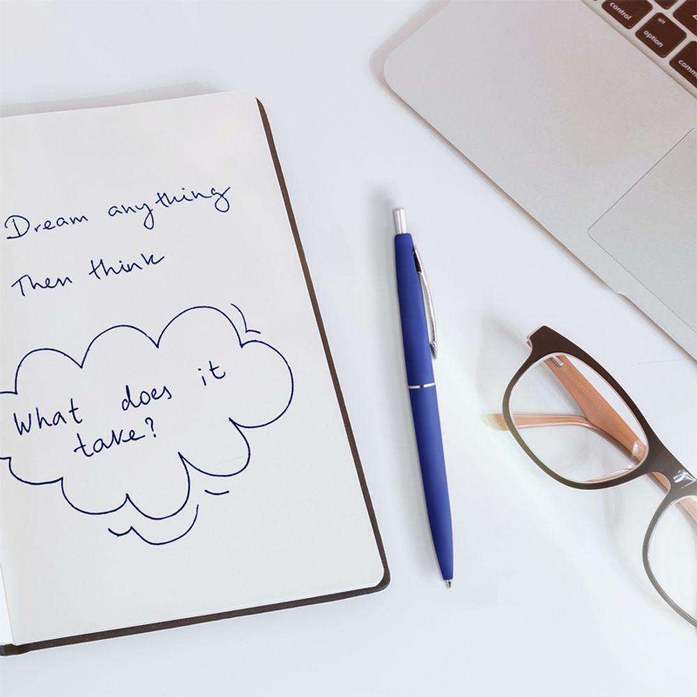 Ручка шариковая автоматическая OfficeSpace "Business" синяя, 0,7мм, синий антискол. корпус