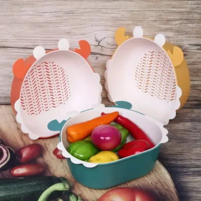 Дуршлаг пластиковый с поддоном «Крабик» 26*24*9см, микс цветов