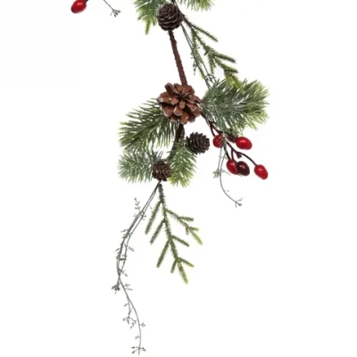 Ветка хвойная новогодняя «Ягодный Вальс» , 78 см
