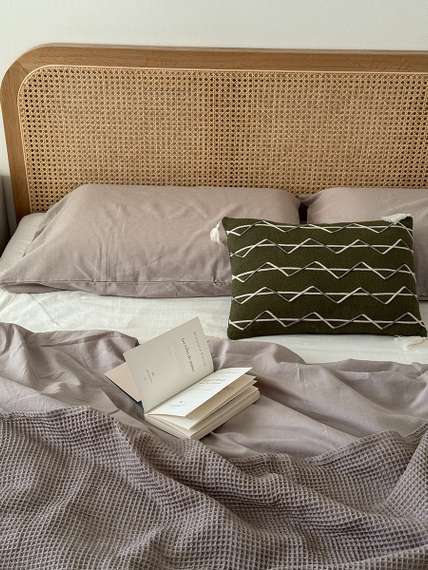 Плед из шерсти бежево-серого цвета из коллекции essential, 130х180 см