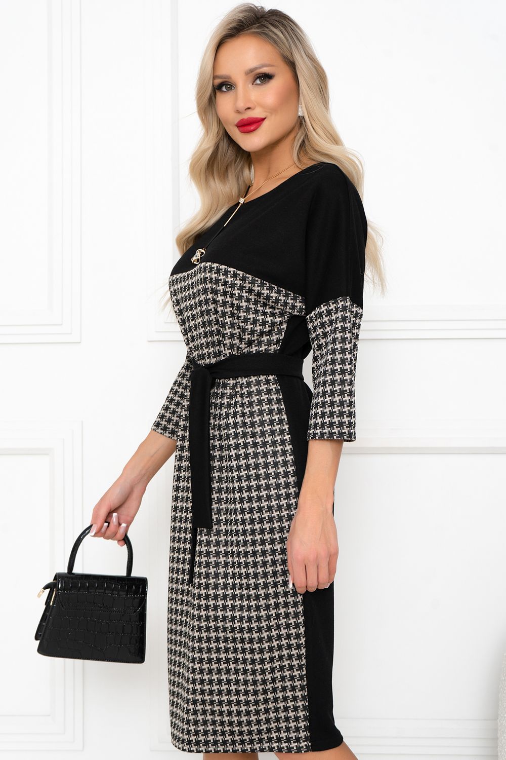 Платье Клариса (бежевый/черный) Р11-1140/6 Nikol (Акция)