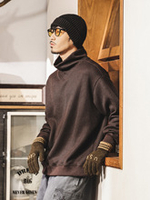 Толстовка Американская ретро с высоким воротником для защиты шеи для мужчин, модный бренд весны и осени, теплая свободная базовая рубашка, повседневный мужской топ.