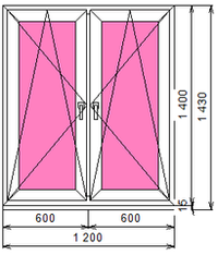 Пластиковое окно 1400 х 1200 ТермА Эко