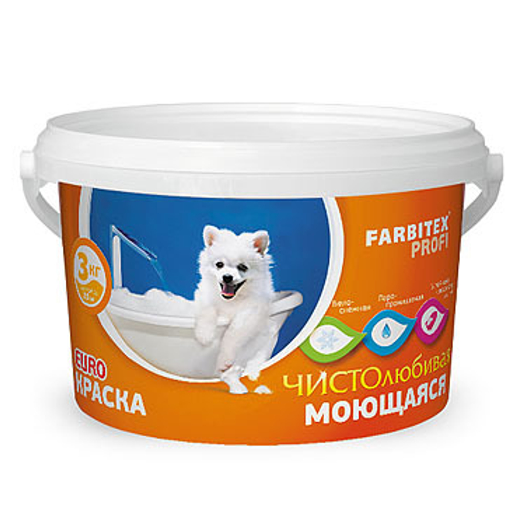 Краска акриловая моющаяся 3кг FARBITEX PROFI