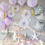 Шар (18"/46 см) Звезда, Перламутровый блеск, Серебро, Голография