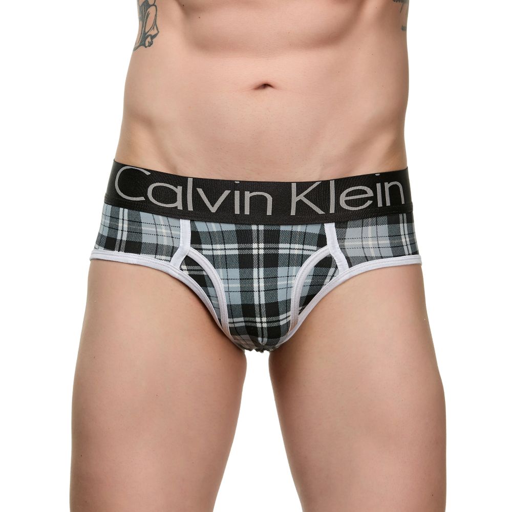 Мужские трусы брифы серые в клетку Calvin Klein Briefs