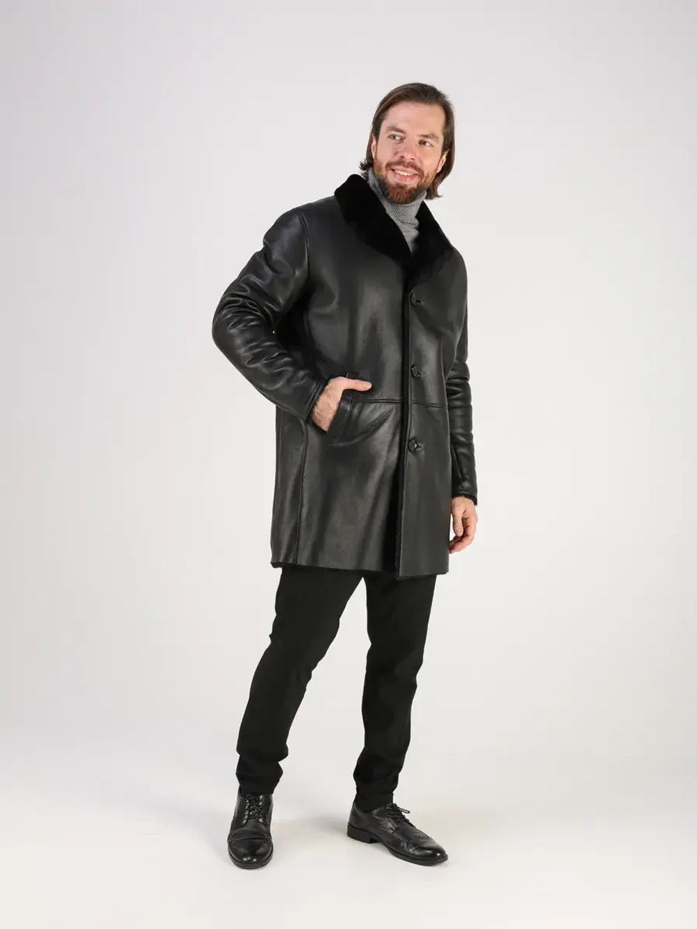 Дубленка зимняя натуральная длинная куртка