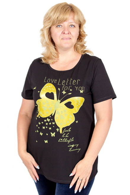 Б2632-7122 черный меланж футболка женская.