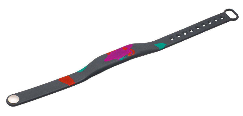 Силиконовый RFID браслет доступа MIFARE “PAINT” СЕРЫЙ, с застежкой