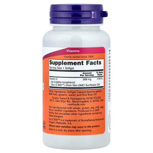 NOW Foods, Sun-E™ 400, 268 мг (400 МЕ), 60 капсул