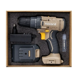 Аккумуляторная дрель-шуруповерт Nocord, 20В, 1х2.0 А ч Li-Ion, в коробке + 2 биты, NСD-20.1.20.В