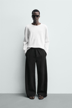 ZARA ДЖОГГЕРЫ RELAXED FIT С ДЕКОРАТИВНЫМИ ШВАМИ, ЧЕРНЫЙ