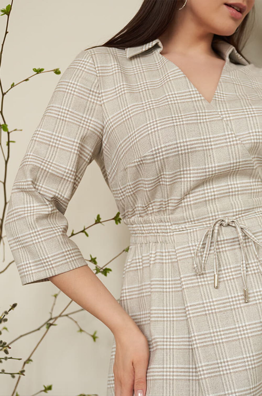 51469 Платье женское (пепельно-бежевый клетка)