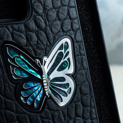 Шикарный чехол iPhone с бабочкой из ювелирного сплава с натуральным перламутром Euphoria HM Premium