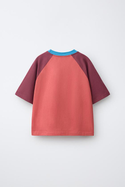 ZARA ФУТБОЛКА РЕГЛАН С ТЕКСТОВЫМ ПРИНТОМ, РОЗОВЫЙ