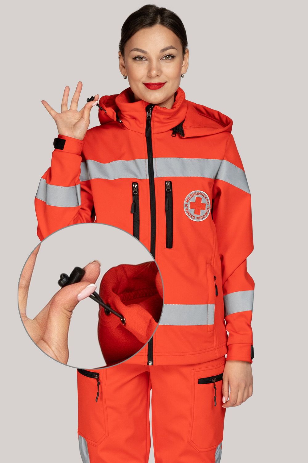 Куртка демисезонная женская Скорая помощь MedicLine SOFTSHELL красная