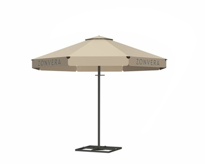 Круглый зонт на центральной опоре на стальной, металлической стойке