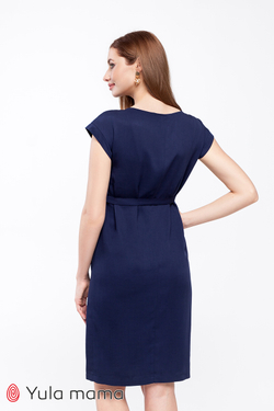 Синее классическое платье для беременных и кормящих Andis