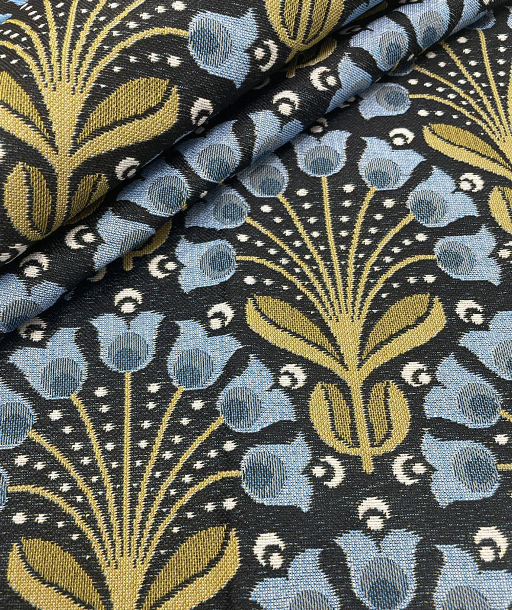 Гобеленовая ткань Колокольчики деним ширина 175 см