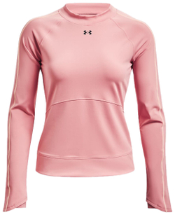 Женская футболка теннисная (dł. Рукава) Under Armour Rush ColdGear Core Top W - pink clay/micro pink