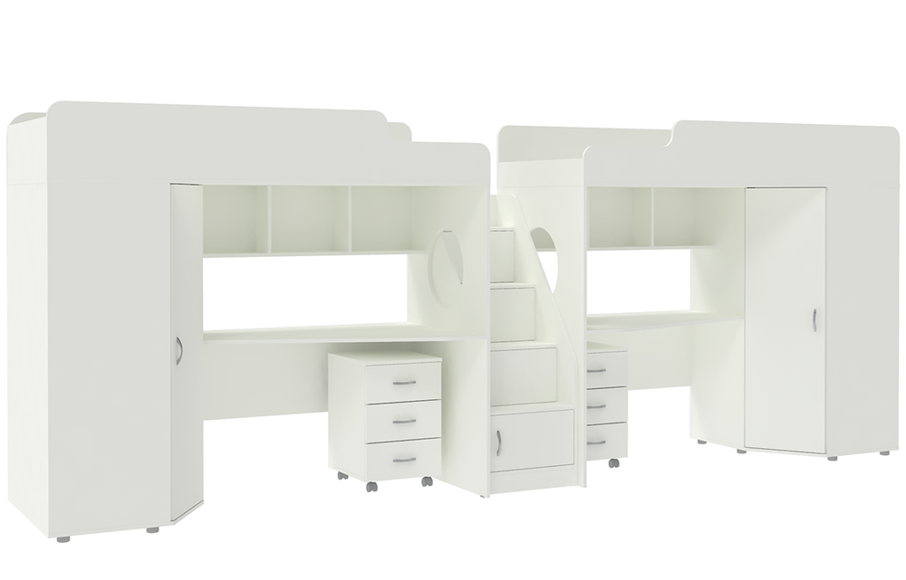 Двухъярусная кровать КарИВи Л-4.5 80х190 Белый  Белый