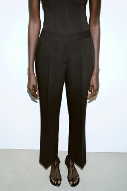 ZARA БРЮКИ ПРЯМОГО КРОЯ С ВЫСОКОЙ ПОСАДКОЙ, ЧЕРНЫЙ