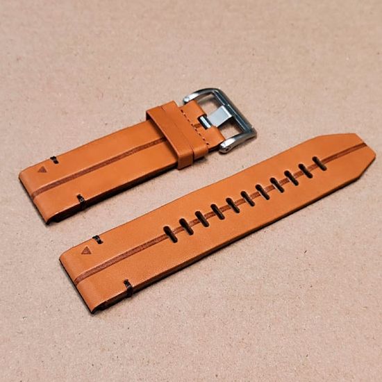 Ремешок кожа / замша 26 мм для Garmin Fenix 7x / 6x / 5x / 3, Enduro 2 / Tactix 7, Tactix Delta быстросъемный (Коричневый/серебристый)