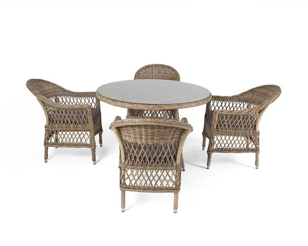 "Дольче" обеденная группа из искусственного ротанга, цвет соломенный