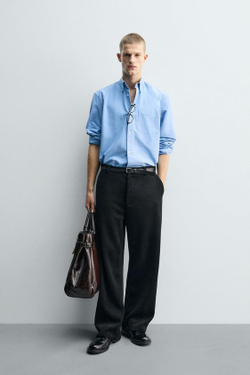 ZARA ВЕЛЬВЕТОВЫЕ БРЮКИ СВОБОДНОГО КРОЯ, ЧЕРНЫЙ