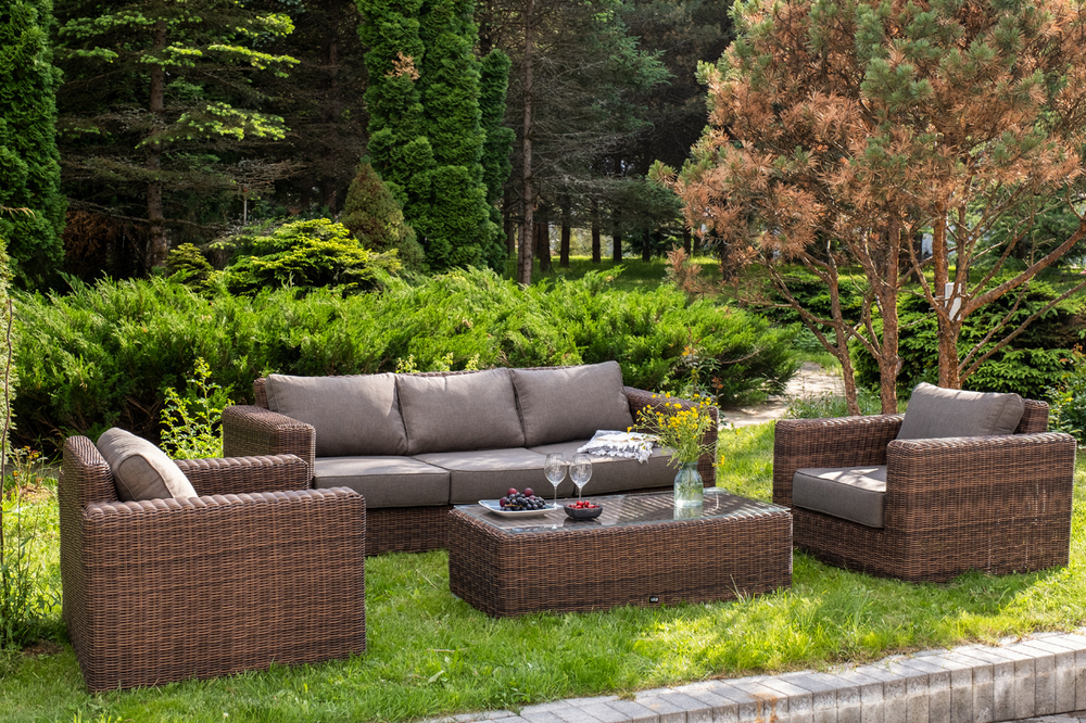 "Барселона" лаунж-зона из искусственного ротанга, цвет соломенный