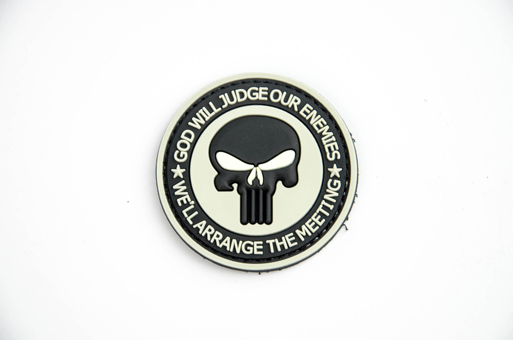Шеврон Punisher God Will Judge PVC 5 см. Чёрный