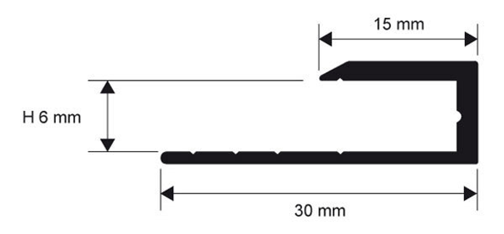 Радиусные, гнутые профили/пороги Progress Profiles Terminal curve PINTAACV 07 для напольных покрытий из ламината, паркета, керамогранита, ковролина, линолеума