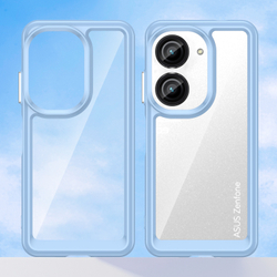 Усиленный защитный чехол с синими рамками для Asus ZenFone 9, увеличенные защитные свойства, мягкий отклик кнопок