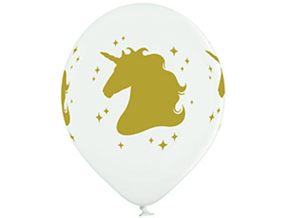 Шар (14"/36 см) Шелкография пастель, Единорог Голова 25 шт.